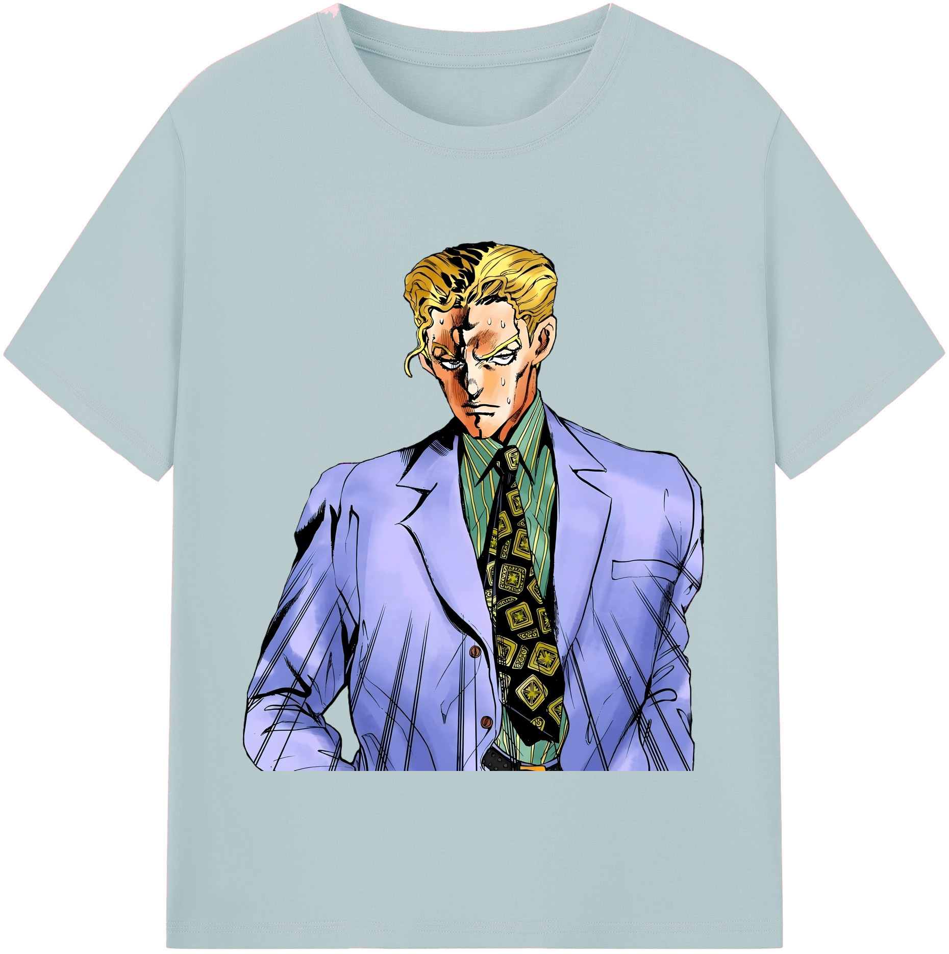 （画像用） ジョジョの奇妙な冒険 きら よしかげ JoJo's Bizarre Adventure Kira Yoshikage 綿100％半袖Tシャツ（フロントプリント）